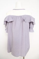 画像2: axes femme POETIQUE / オープンショルダーチェックブラウス  ラベンダー Y-26-05-12-058-AX-TO-SZ-ZY (2)