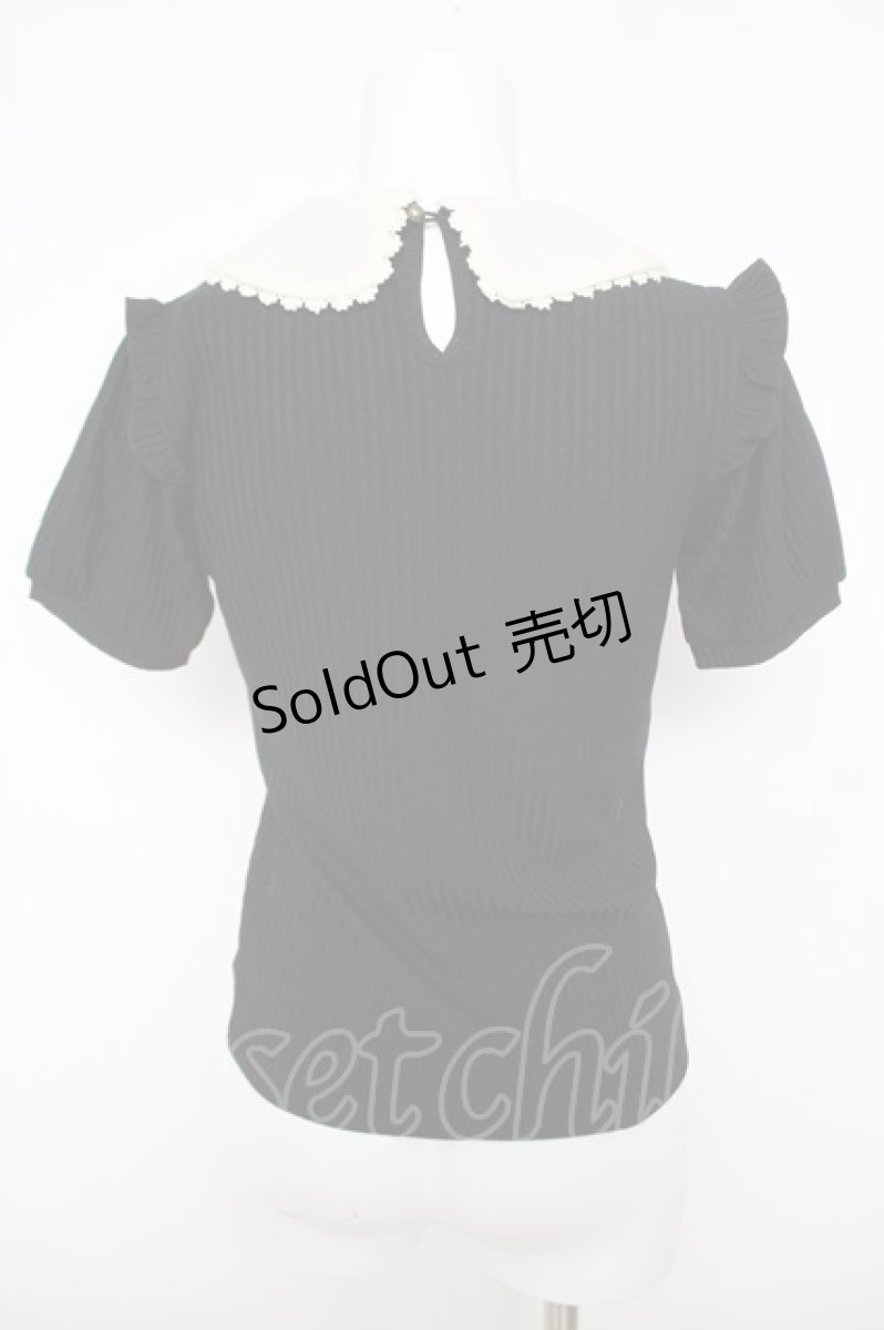 画像2: axes femme POETIQUE / フラワーリボン刺繍襟プルオーバー  黒 Y-26-05-12-061-AX-TO-SZ-ZY (2)