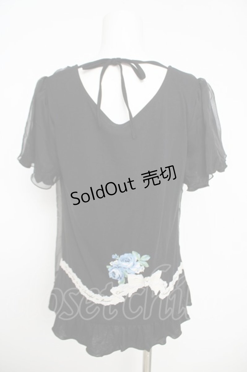 画像2: axes femme / チュ-ル重ねブーケプリントトップス  黒 Y-26-05-12-063-AX-TO-SZ-ZY (2)