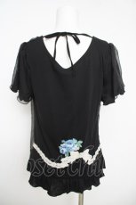 画像2: axes femme / チュ-ル重ねブーケプリントトップス  黒 Y-26-05-12-063-AX-TO-SZ-ZY (2)