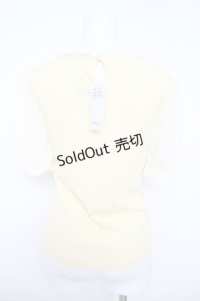 画像2: axes femme POETIQUE / ブーケリボン刺繍リブプルオーバー  イエロー Y-26-05-12-064-AX-TO-SZ-ZY (2)