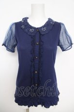 画像1: axes femme / オーガンジー使いインナープルオーバー  紺 Y-26-05-12-065-AX-TO-SZ-ZY (1)