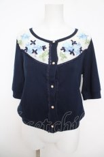 画像1: axes femme / あじさい刺繍カーディガン  紺 Y-26-05-12-066-AX-TO-SZ-ZY (1)