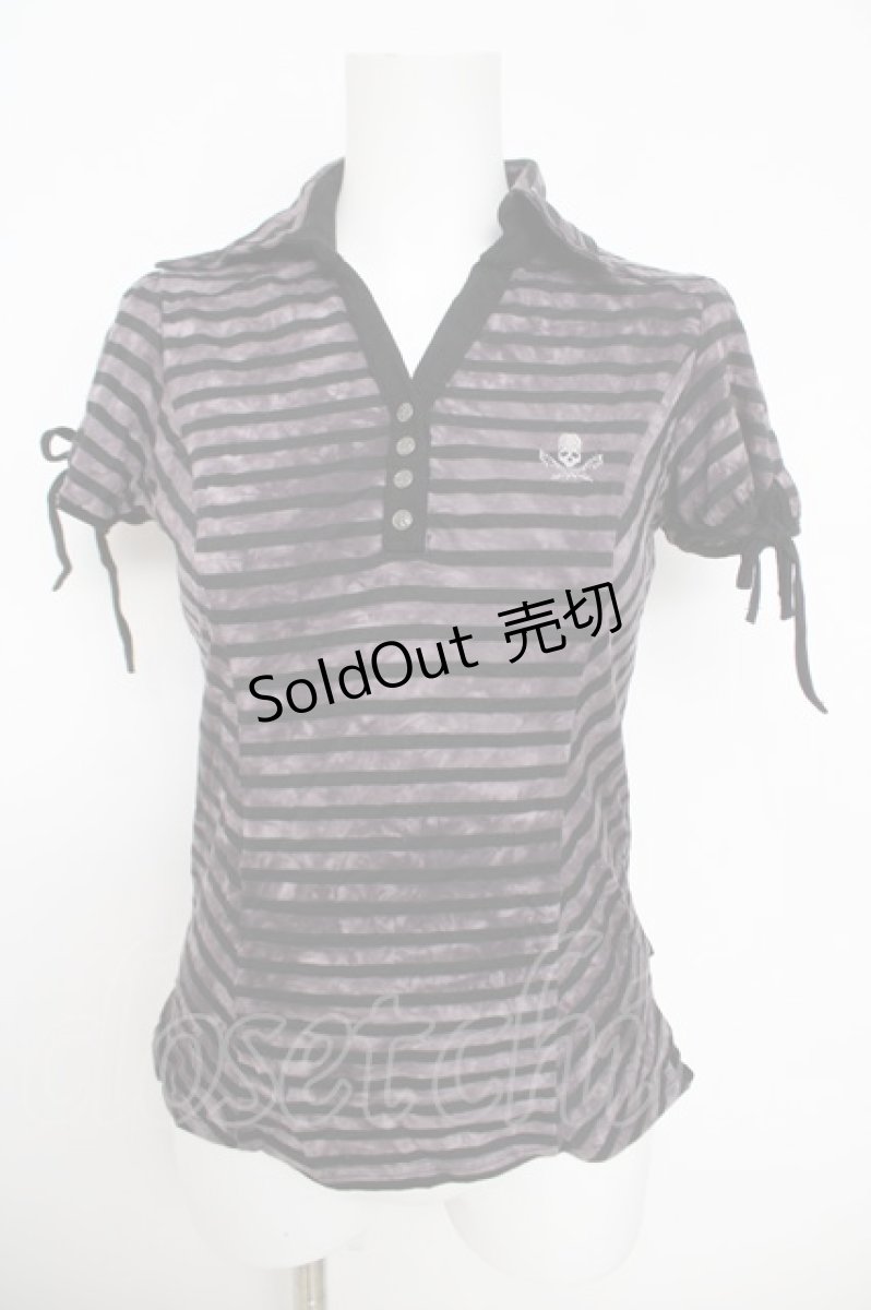 画像1: Ozz Croce / スカル刺繍ボーダーT  パープル Y-26-05-12-077-OO-TO-SZ-ZY (1)