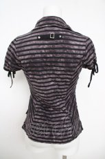 画像2: Ozz Croce / スカル刺繍ボーダーT  パープル Y-26-05-12-077-OO-TO-SZ-ZY (2)