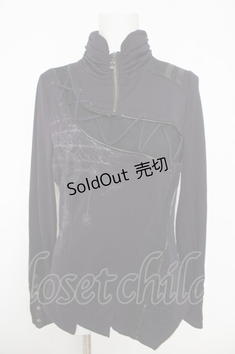 画像1: Ozz Croce / フロントメッシュハイネックカットソー  パープル Y-26-05-12-078-OO-TO-SZ-ZY (1)