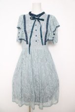 画像1: axes femme / パイピングレースワンピース F サックス Y-26-05-12-096-AX-OP-SZ-ZY (1)