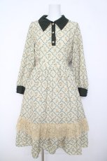 画像1: axes femme / キンモクセイ柄タイルワンピース M イエロー Y-26-05-12-102-AX-OP-SZ-ZY (1)