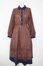 画像1: axes femme POETIQUE / レトロバイカラーワンピース M 茶 Y-26-05-12-105-AX-OP-SZ-ZY (1)
