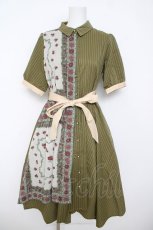 画像1: axes femme / スカーフ切替シャツワンピース M グリーン Y-26-05-12-106-AX-OP-SZ-ZY (1)