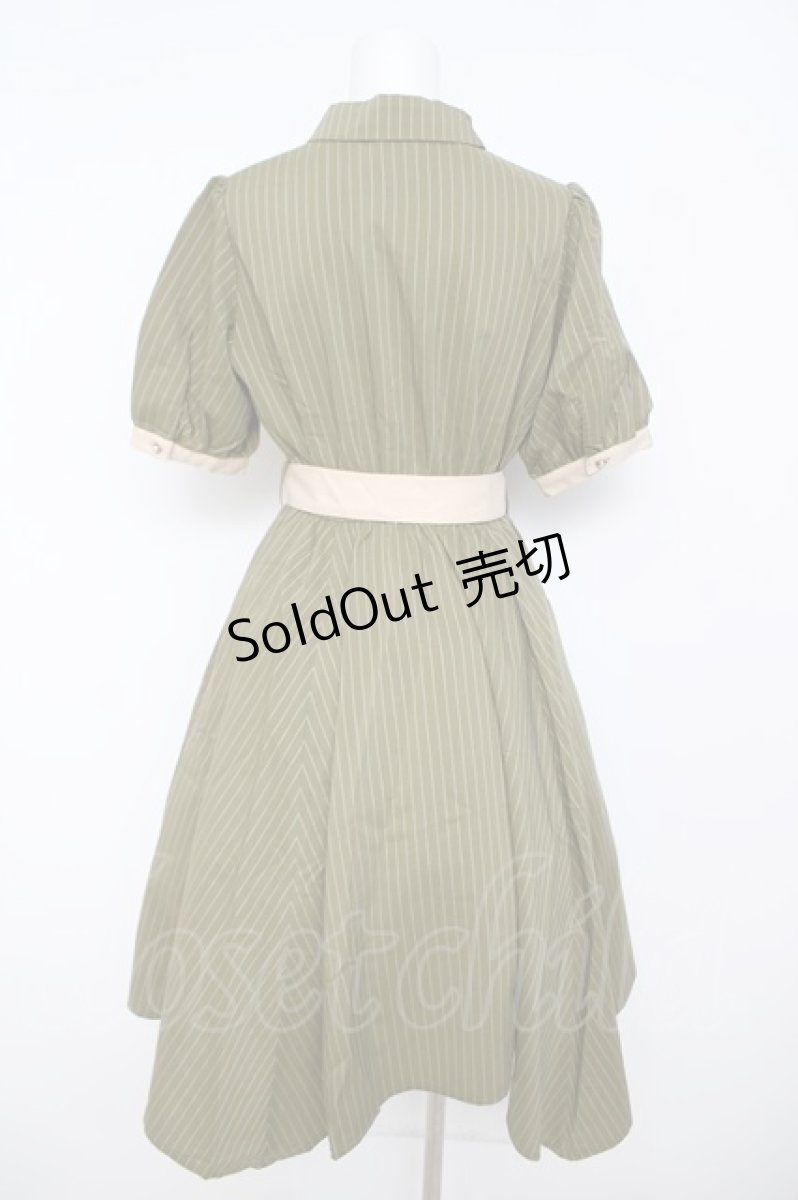 画像2: axes femme / スカーフ切替シャツワンピース M グリーン Y-26-05-12-106-AX-OP-SZ-ZY (2)