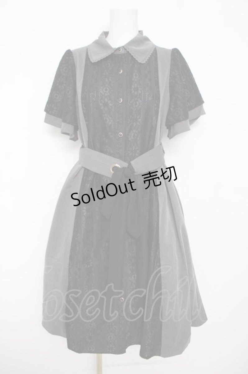 画像1: axes femme POETIQUE / レース切り替えバイカラーワンピース M 黒 Y-26-05-12-108-AX-OP-SZ-ZY (1)