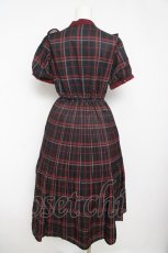 画像2: axes femme POETIQUE / レトロチェックロングワンピース M 黒 Y-26-05-12-109-AX-OP-SZ-ZY (2)