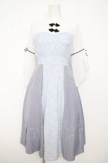 画像1: axes femme POETIQUE / チャイナボタンフレア袖ワンピース M サックス Y-26-05-12-115-AX-OP-SZ-ZY (1)
