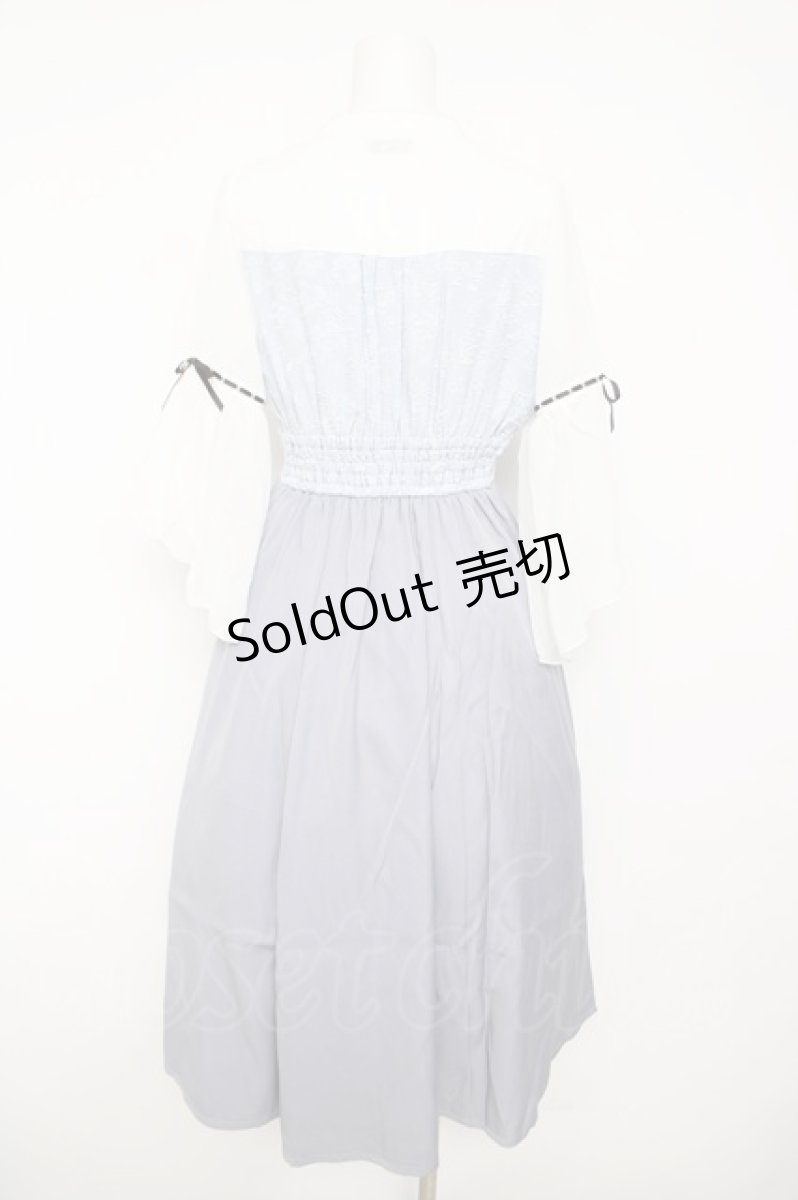 画像2: axes femme POETIQUE / チャイナボタンフレア袖ワンピース M サックス Y-26-05-12-115-AX-OP-SZ-ZS (2)