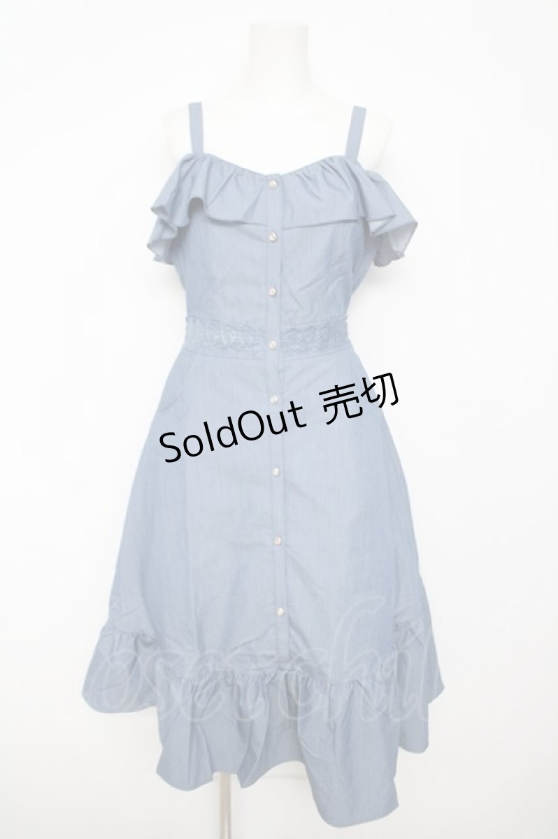 画像1: axes femme POETIQUE / ２ｗａｙフリルオフショルワンピース M ブルー Y-26-05-12-119-AX-OP-SZ-ZI (1)