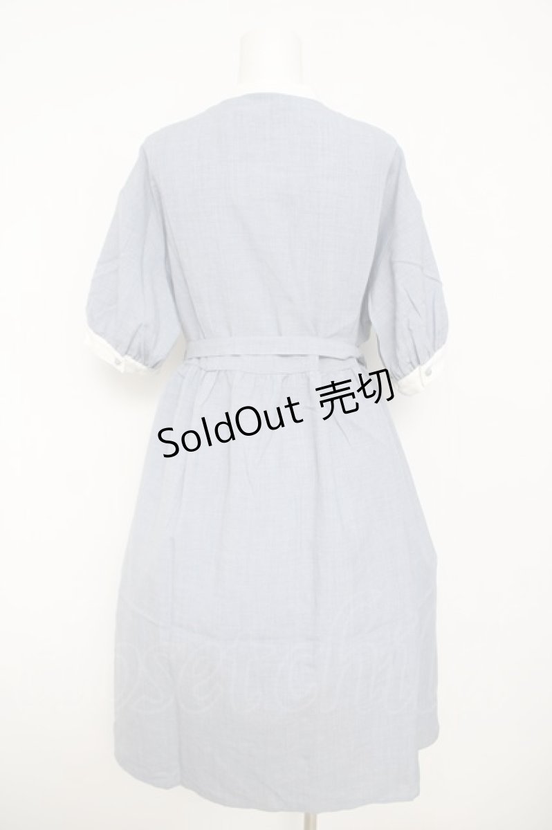 画像2: axes femme / レース切替シャツワンピース M サックス Y-26-05-12-120-AX-OP-SZ-ZS (2)