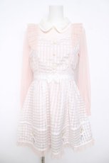 画像1: LIZ LISA / マーガレット刺繍入りシアーギンガムワンピース  ピンク Y-26-05-12-129-LO-OP-SZ-ZY (1)