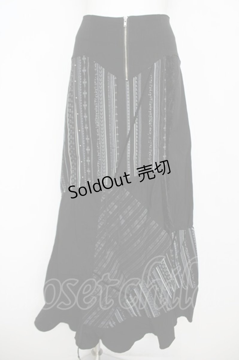 画像1: Ozz Croce / 異素材パッチワークスカート  黒 Y-26-05-12-185-OO-SK-SZ-ZS (1)