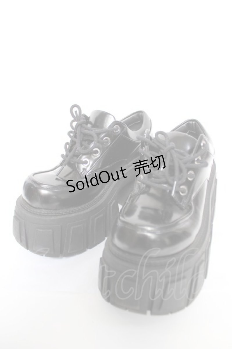 画像1: JUST ABOUT / 厚底レースアップシューズ 6M ブラック Y-26-05-15-045-PU-SH-SZ-ZY (1)