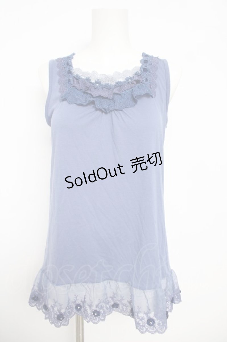 画像1: axes femme / レース配色タンクトップ  ブルー Y-26-05-15-060-AX-TO-AS-ZS (1)