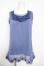 画像1: axes femme / レース配色タンクトップ  ブルー Y-26-05-15-060-AX-TO-AS-ZY (1)