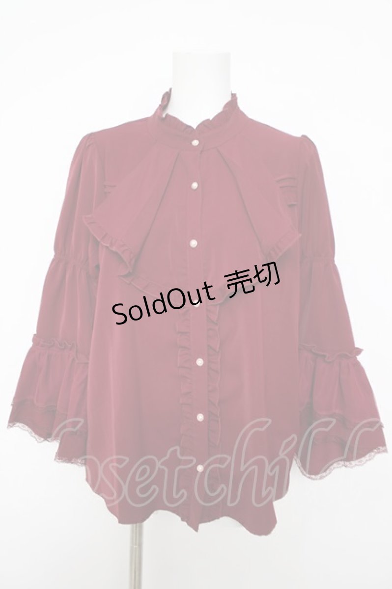 画像1: axes femme / フロントフリル姫袖風ブラウス F ワイン Y-26-05-15-077-AX-BL-SZ-ZY (1)