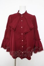 画像1: axes femme / フロントフリル姫袖風ブラウス F ワイン Y-26-05-15-077-AX-BL-SZ-ZY (1)