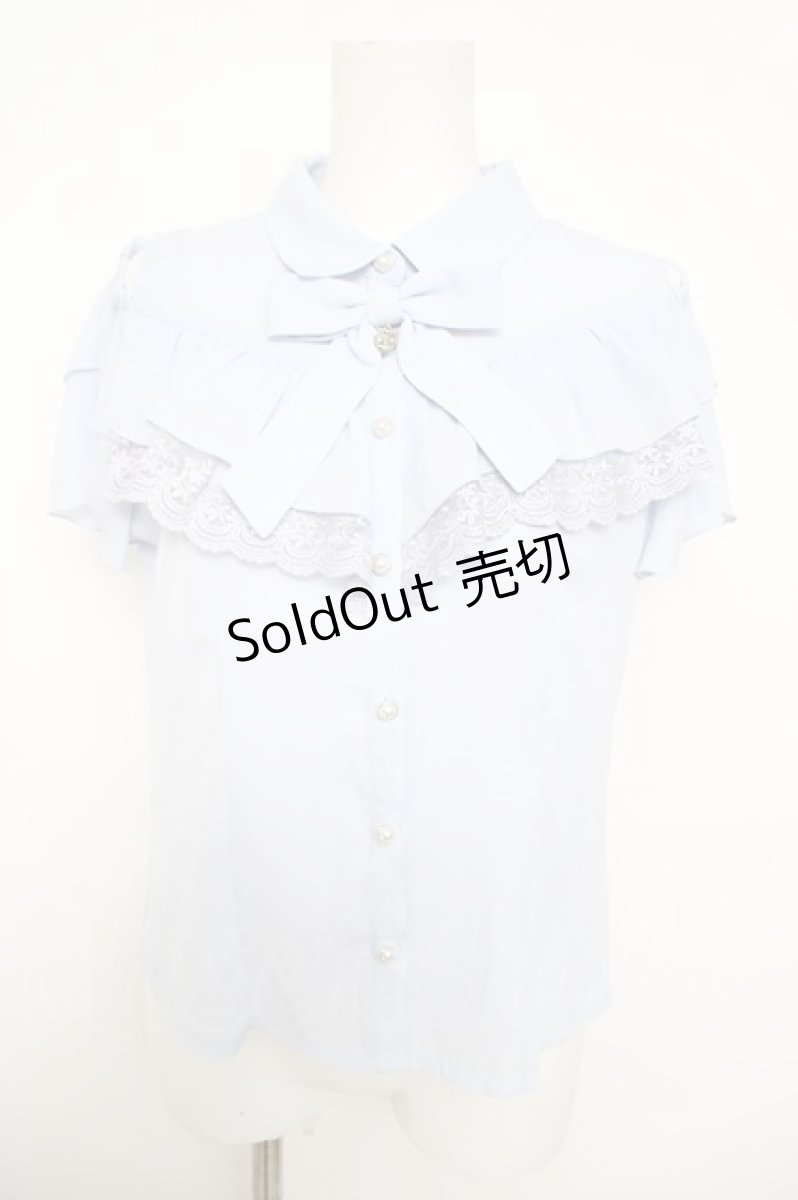画像1: axes femme POETIQUE / マリンチャームリボンブラウス M サックス Y-26-05-15-078-AX-BL-SZ-ZY (1)
