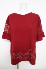 画像1: axes femme / 袖レース切替カットPO F 赤 Y-26-05-15-080-AX-TO-SZ-ZY (1)
