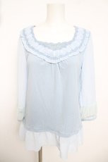 画像1: axes femme / シフォンスリーブチュニック  サックス Y-26-05-15-083-AX-TO-AS-ZY (1)