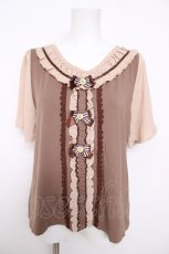 画像1: axes femme / シフォン袖カットソー  ブラウン Y-26-05-15-087-AX-TO-AS-ZY (1)