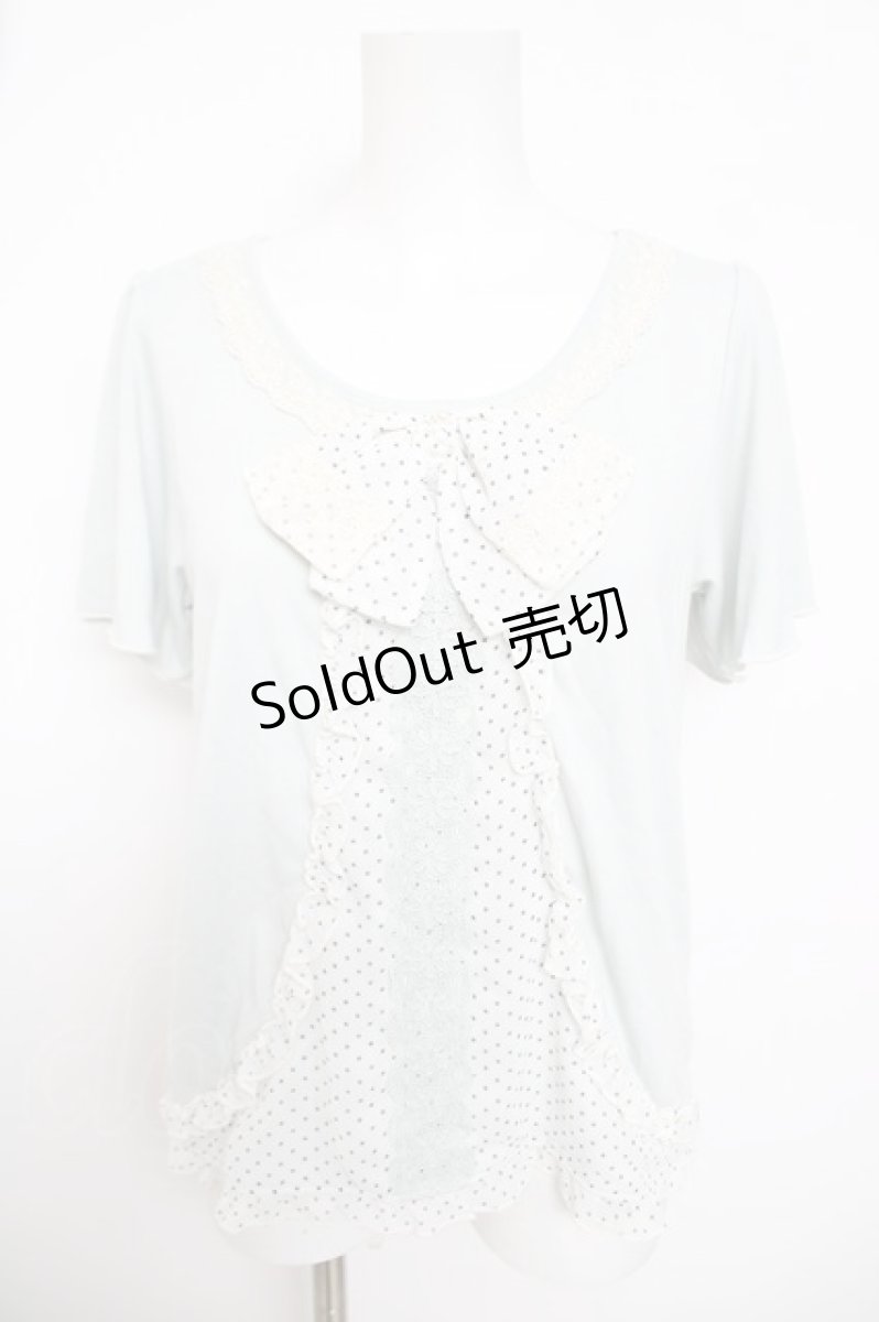 画像1: axes femme / ドットシフォン切替Tシャツ  サックス Y-26-05-15-095-AX-TS-AS-ZY (1)