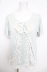 画像1: axes femme / ドットシフォン切替Tシャツ  サックス Y-26-05-15-095-AX-TS-AS-ZY (1)