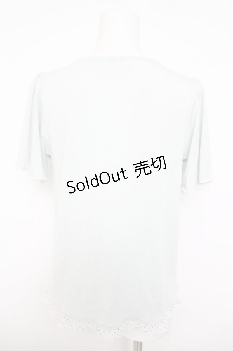 画像2: axes femme / ドットシフォン切替Tシャツ  サックス Y-26-05-15-095-AX-TS-AS-ZY (2)