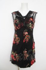 画像1: Ozz On / 刺繍チュール重ねキャミ  黒 Y-26-05-15-104-OO-TO-SZ-ZY (1)