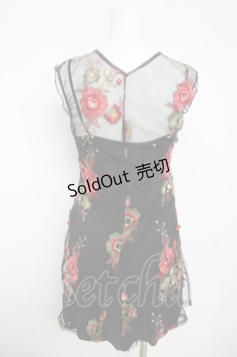 画像2: Ozz On / 刺繍チュール重ねキャミ  黒 Y-26-05-15-104-OO-TO-SZ-ZY (2)