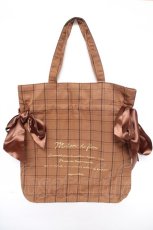 画像1: Maison de FLEUR / chocolateチェックダブルリボントート F ブラウン Y-26-05-15-013-LO-BG-SZ-ZY (1)