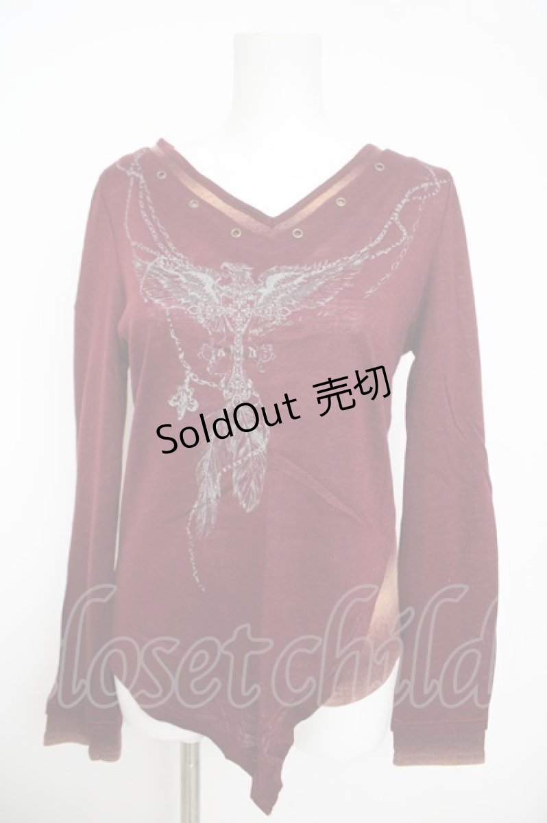 画像1: Ozz Croce / 鷲プリントカットソー  ワイン Y-26-05-15-107-OO-TO-SZ-ZY (1)