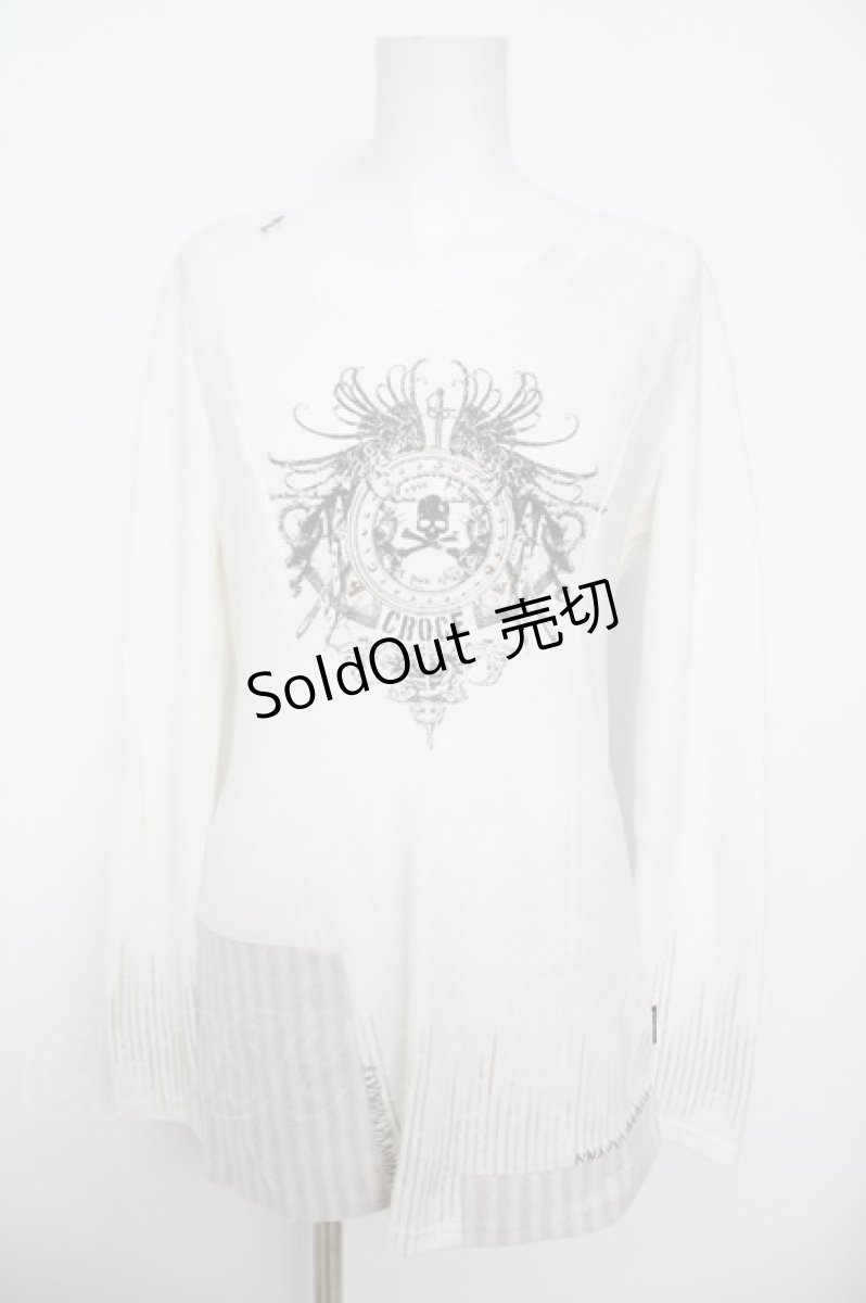 画像1: Ozz Croce / ドクロクロックプリントトップス  白 Y-26-05-15-110-OO-TO-SZ-ZY (1)