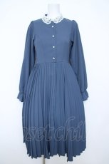 画像1: m petit by misako / AM*レースエリプリーツワンピース  青 Y-26-05-15-125-LO-OP-SZ-ZY (1)