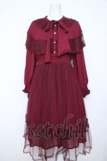 画像1: axes femme / リボン付ケープワンピース M ワイン Y-26-05-15-139-AX-OP-SZ-ZY (1)