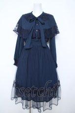 画像1: axes femme / リボン付ケープワンピース M 紺 Y-26-05-15-140-AX-OP-SZ-ZY (1)