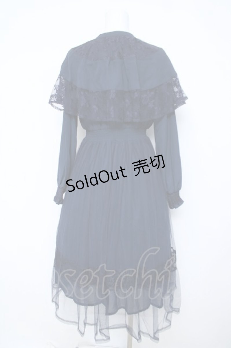 画像2: axes femme / リボン付ケープワンピース M 紺 Y-26-05-15-140-AX-OP-SZ-ZT199 (2)