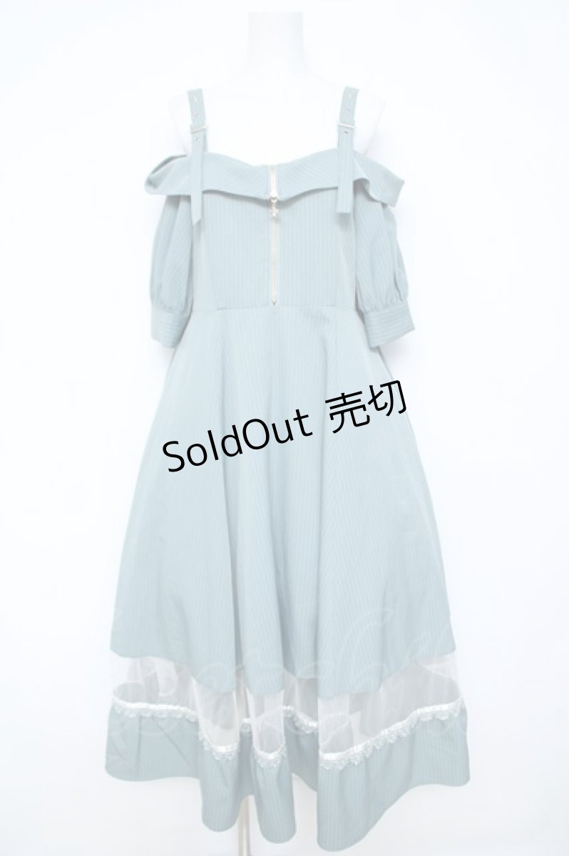 画像1: axes femme / オフショル風ストライプワンピース F ミント Y-26-05-15-142-AX-OP-SZ-ZS (1)
