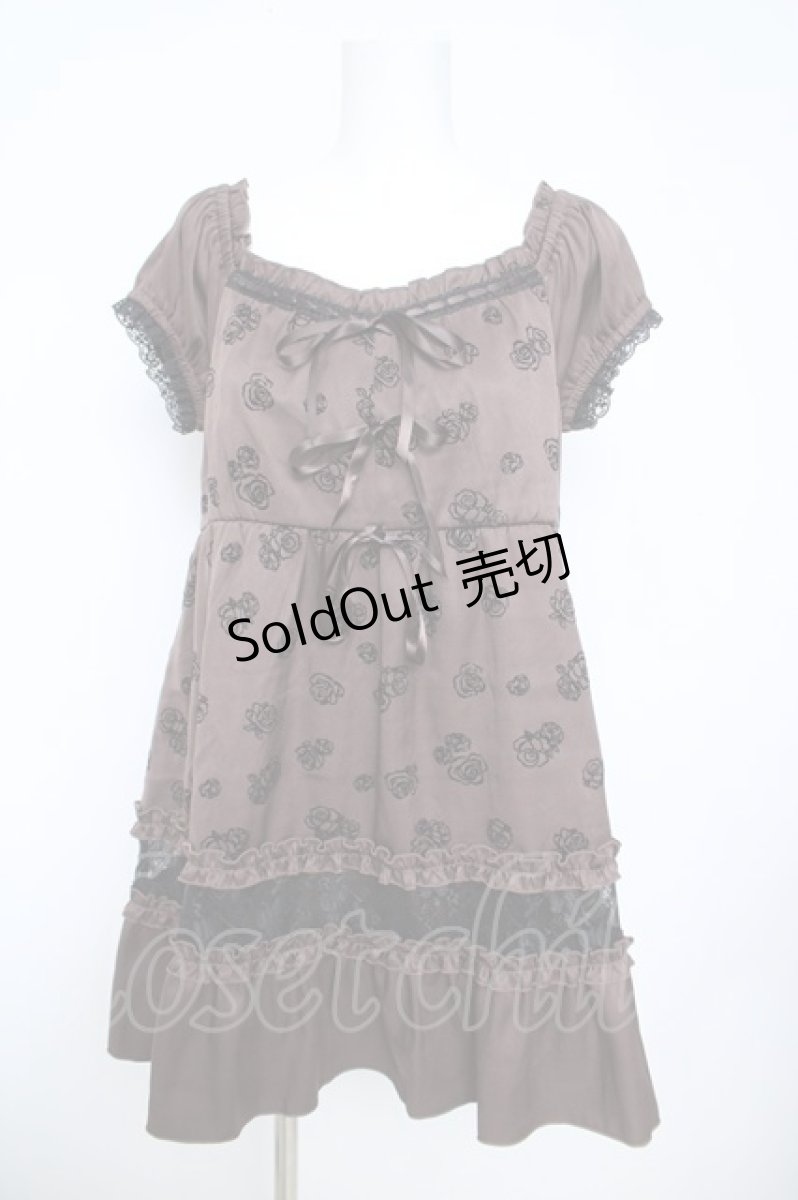 画像1: axes femme / フロッキーローズチュニック  茶 Y-26-05-15-148-AX-TO-SZ-ZY (1)