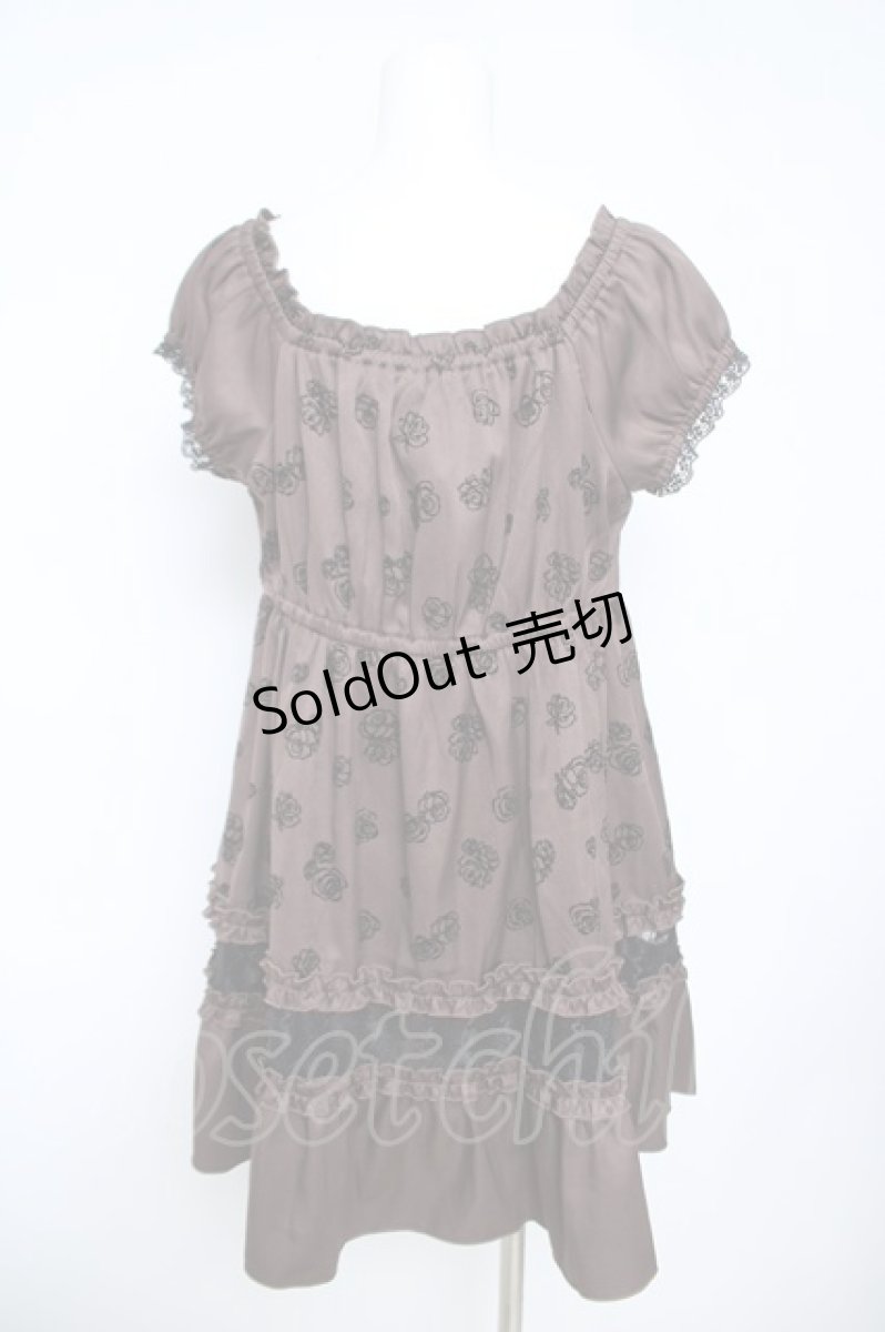 画像2: axes femme / フロッキーローズチュニック  茶 Y-26-05-15-148-AX-TO-SZ-ZY (2)