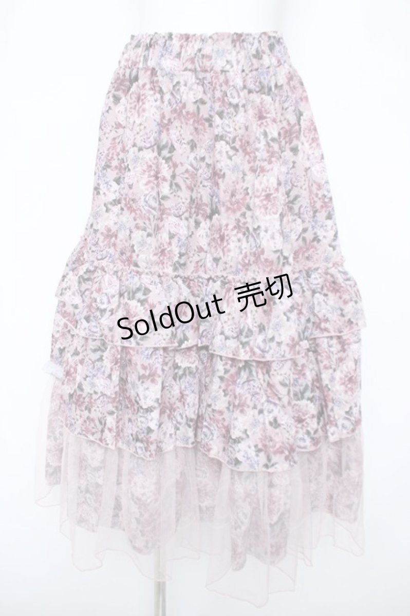 画像1: axes femme / フルールPTティアードスカート  ピンク Y-26-05-15-165-AX-SK-SZ-ZY (1)