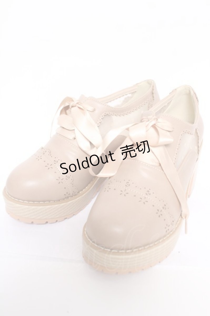 画像1: axes femme / ドットチュール厚底ブーティー M ベージュ Y-26-05-15-032-AX-SH-SZ-ZY (1)