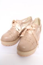 画像1: axes femme / ドットチュール厚底ブーティー M ベージュ Y-26-05-15-032-AX-SH-SZ-ZY (1)